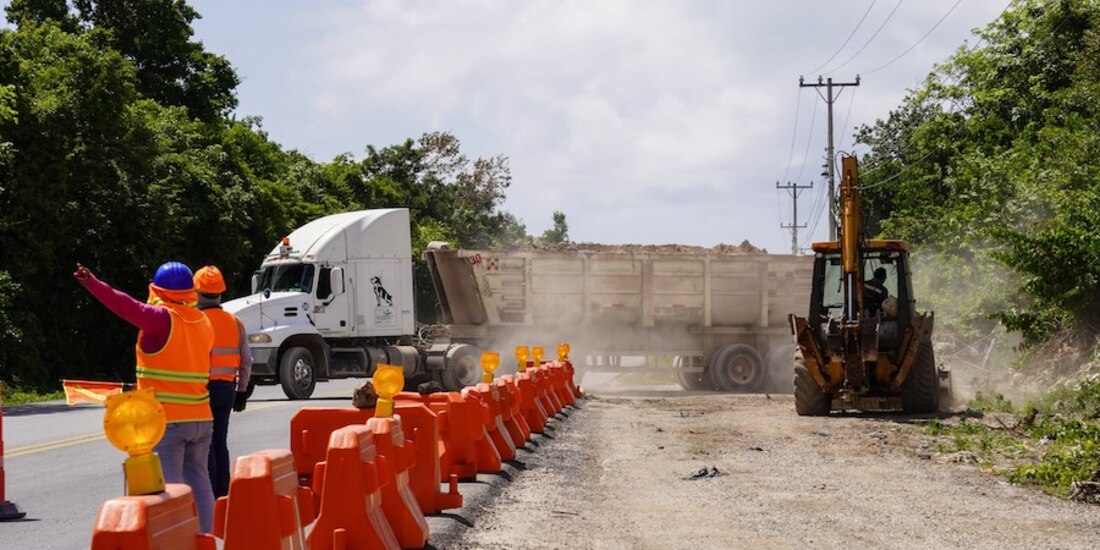 Obras en el tramo 5 del Tren Maya, el pasado 21 de julio.