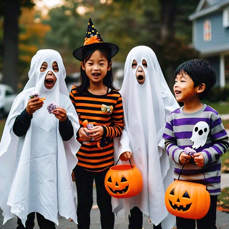 Los niños piden dulces como parte de las tradiciones de Halloween.