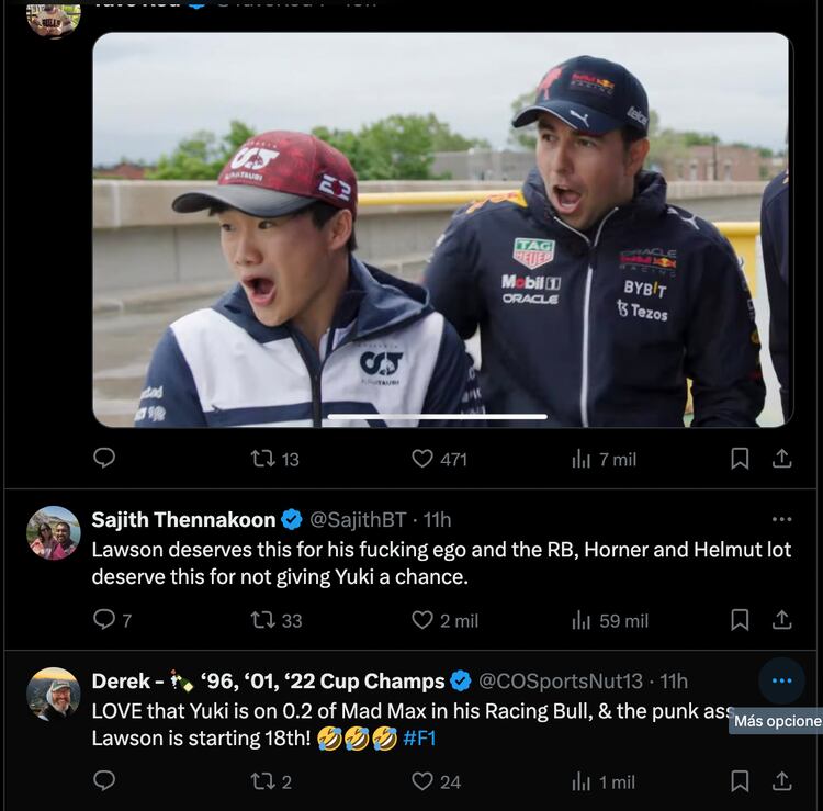 Los memes atacan a Lawson y defienden a Checo