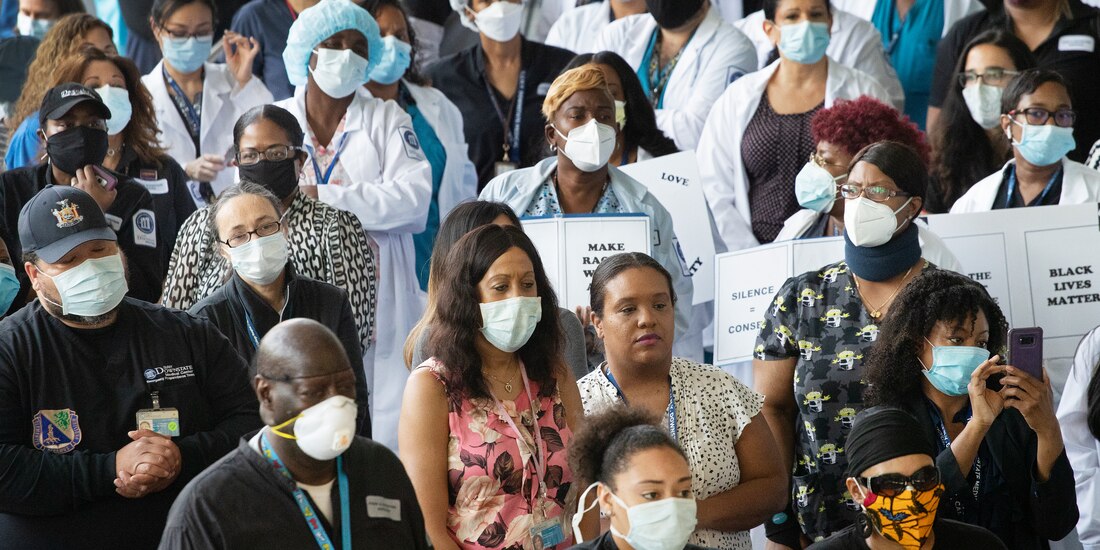 Trabajadores de la salud en Nueva York, el jueves 4 de junio de 2020.
