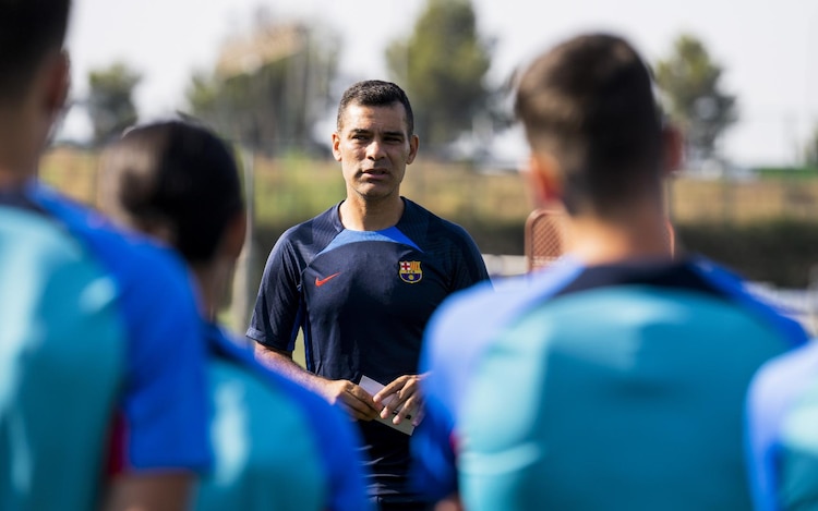 Rafa Márquez durante su primer entrenamiento con el Barcelona B