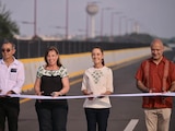 Presidenta Claudia Sheinbaum Pardo durante la inauguración del puente acceso al puerto de Veracruz, el 3 de octubre de 2026.