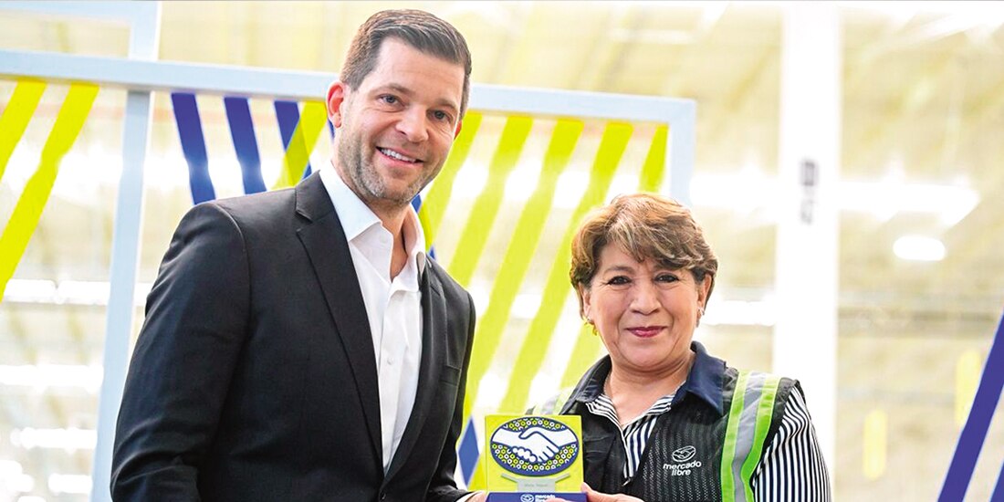 David Geisen y la gobernadora Delfina Gómez, ayer.