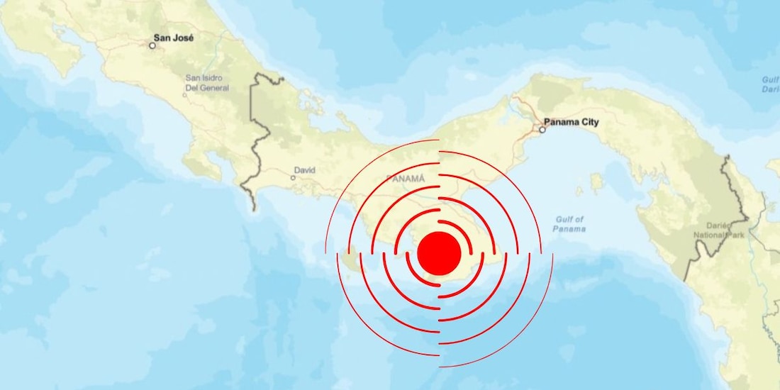 Epicentro del sismo en Panamá.
