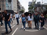Aspecto de una movilización de trabajadores de la CNTE en CDMX.