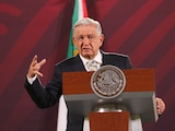 Presidente López Obrador, durante la conferencia matutina de Palacio nacional este lunes.