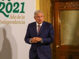 E Presidente López Obrador en conferencia matutina, este lunes.