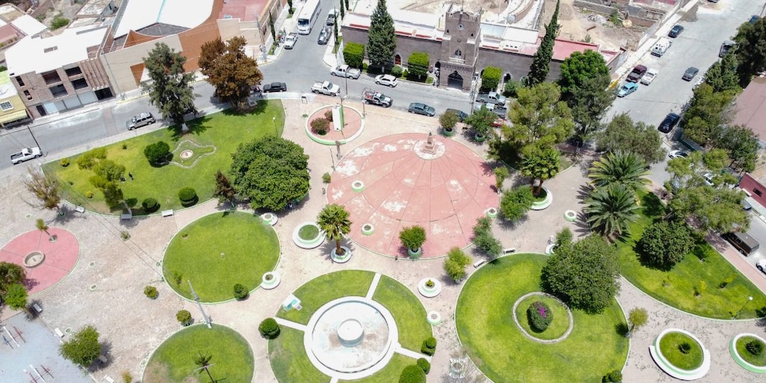 Plaza pública en Villa de Arriaga, San Luis Potosí.