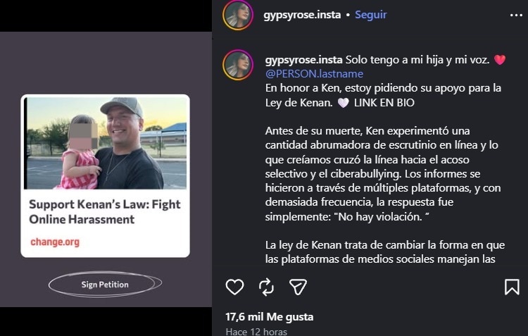 Gypsy Rose Blanchard pide un alto al ciberacoso tras la muerte de Ken Urker