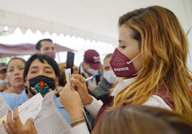 La candidata a la gubernatura de la coalición “Juntos Haremos Historia en Baja California”, Marina del Pilar Ávila Olmeda