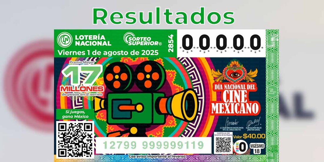 El billete del Sorteo Superior 2854 está dedicado al Día Nacional del Cine Mexicano.