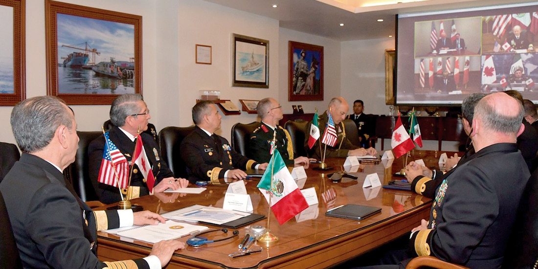 Reunión presencial y virtual de Ministros de Defensa de América del Norte, en la Semar.