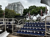 Instalación escultórica Tribunas, del colectivo Tercerunquinto, en el Museo Jumex, se habilitará para ver los partidos del Mundial