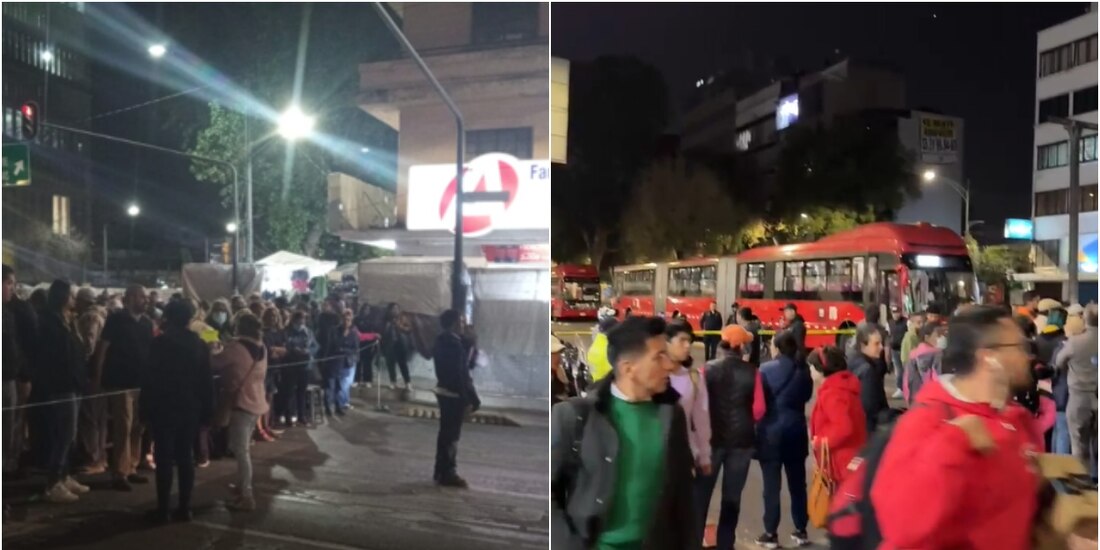 Manifestantes bloquean la Avenida Insurgentes Norte, a la altura de Avenida México-Tenochtitlan la noche de este martes.