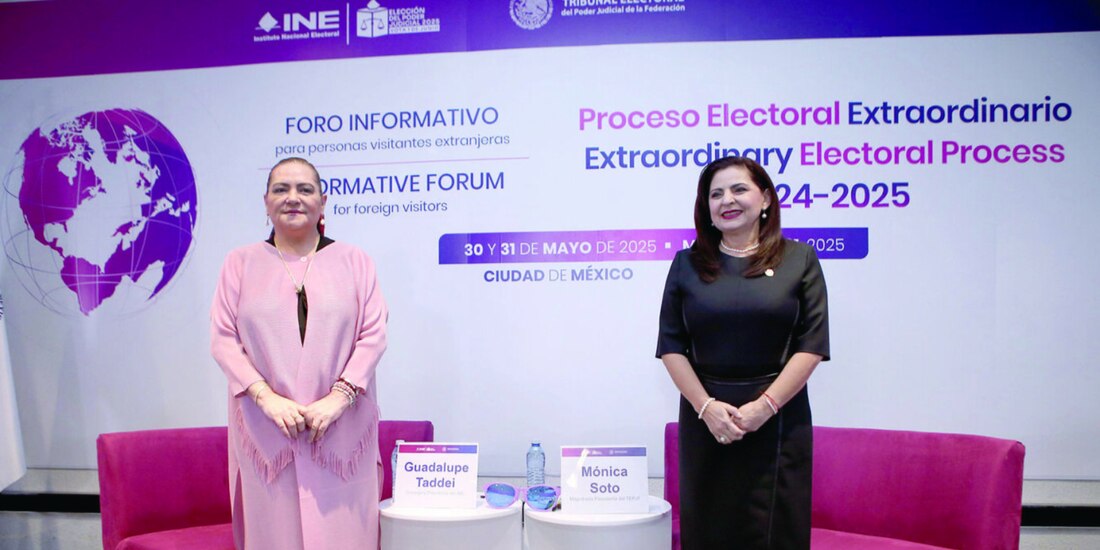 Guadalupe Taddei, presidenta del INE, y Mónica Aralí Soto Fregoso, presidenta del TEPJF, ayer.