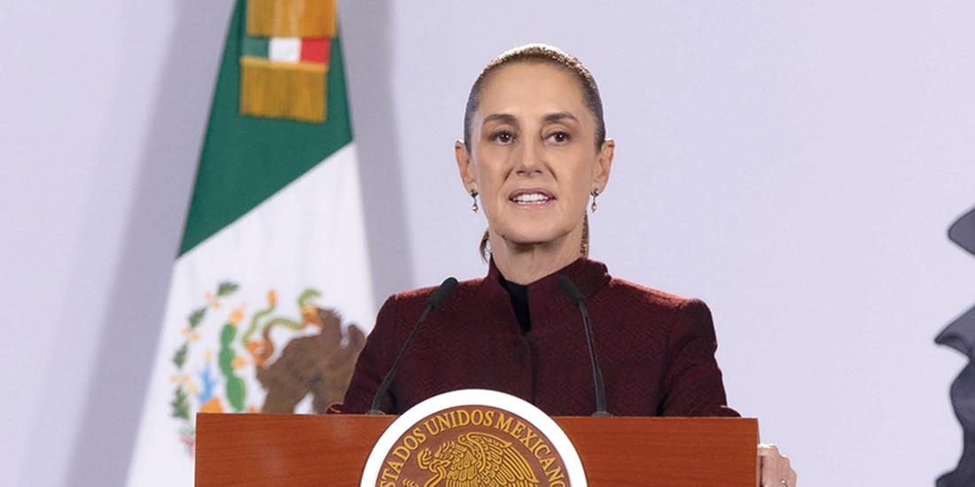 La Jefa del Ejecutivo, Claudia Sheinbaum, ayer, en conferencia en Palacio Nacional.