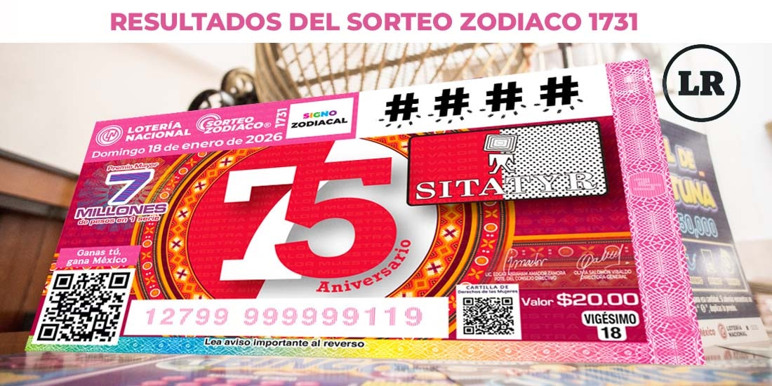 Resultados Sorteo Zodiaco 1731 del 18 de enero del 2026 de Lotería Nacional.
