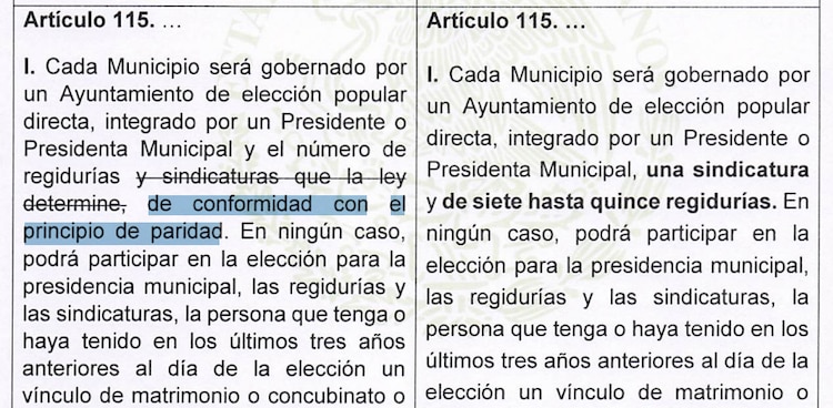 Plan B electoral de la Presidenta omite principio de paridad constitucional en ayuntamientos.
