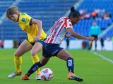 Una acción del América vs Chivas, partido de vuelta de los cuartos de final de la Liga MX Femenil