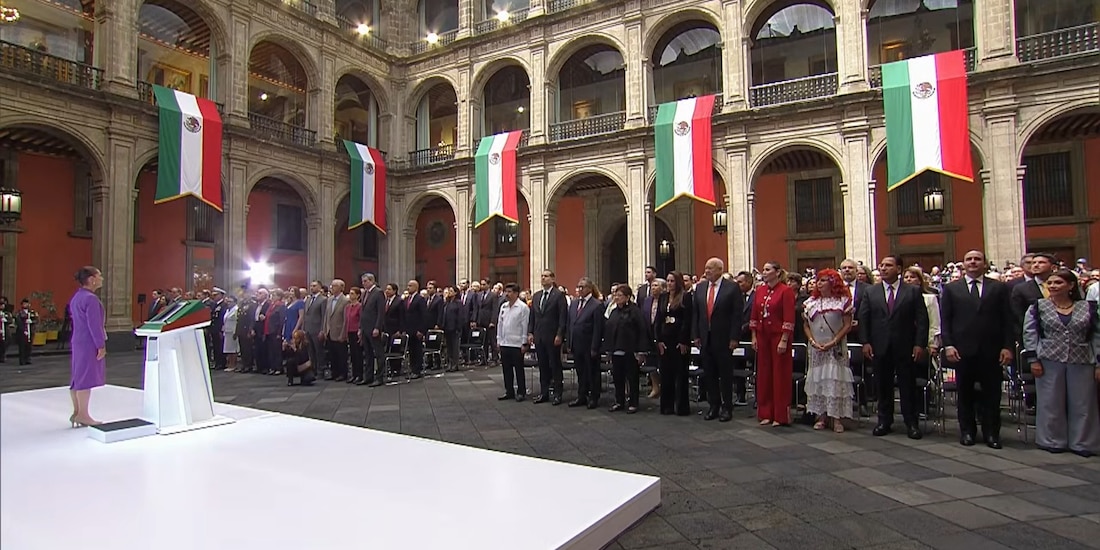 Claudia Sheinbaum este martes en Palacio Nacional.