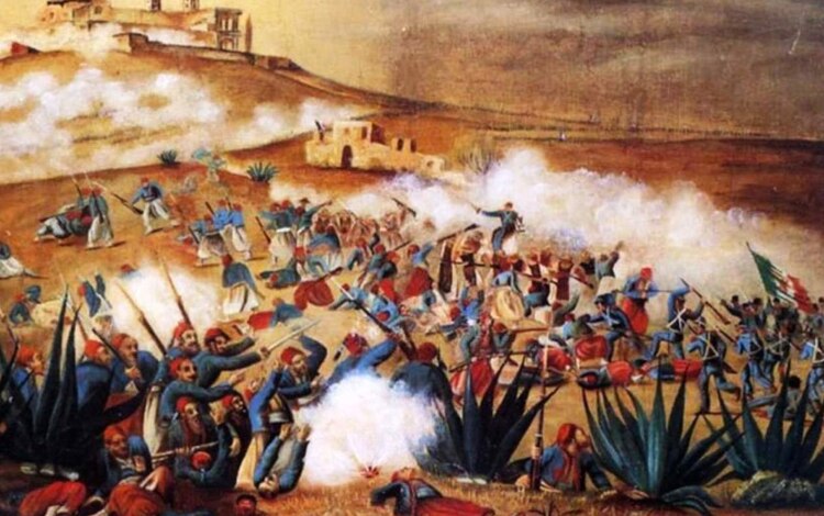 Una representación de la Batalla de Puebla.