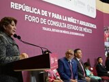 Delfina Gómez garantiza derechos de menores con programas de salud, educación y bienestar.
