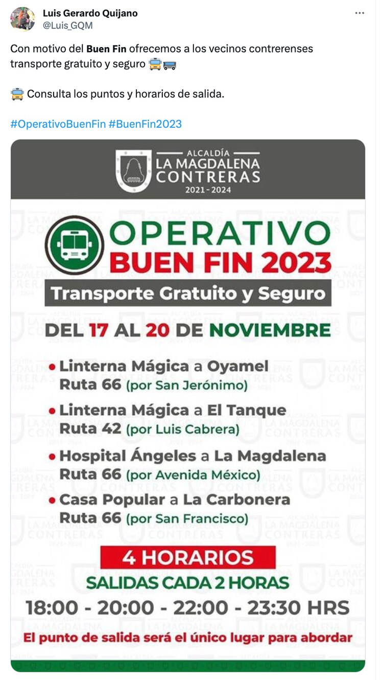 Operativo Buen Fin 2023 en Magdalena Contreras