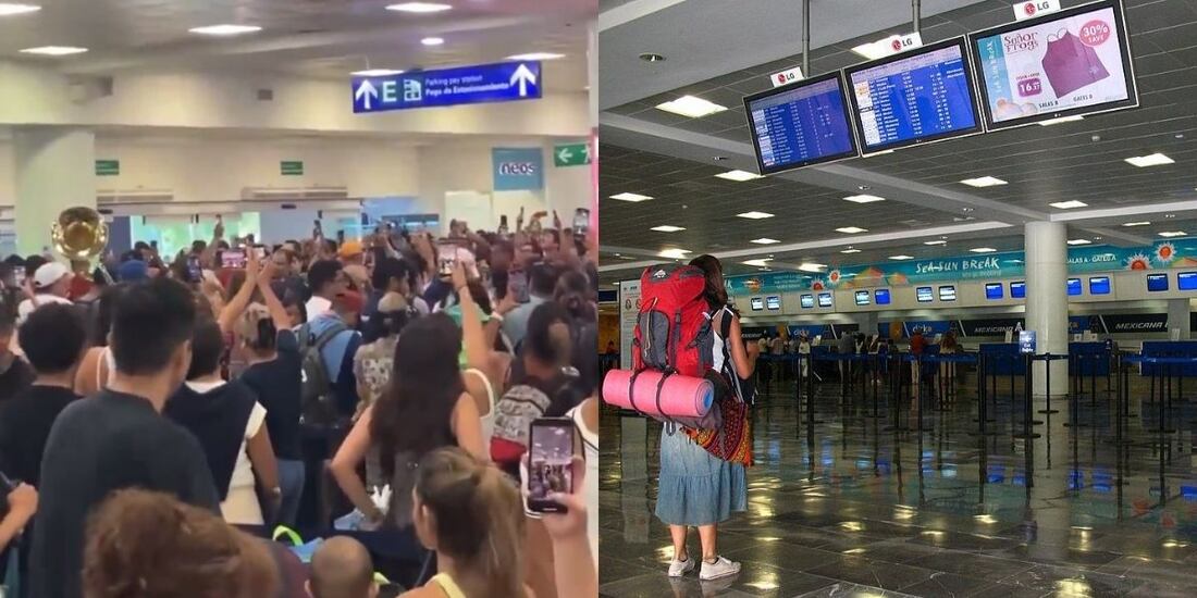 Cantan "Cielito lindo" en el Aeropuerto Internacional de Cancún.