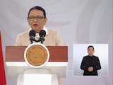 Rosa Icela Rodríguez, secretaria de Gobernación, en la conferencia de CSP.