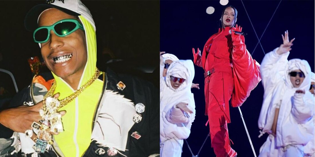 Pareja de Rihanna A$AP Rocky se emociona al verla en el Super Bowl y su reacción es viral