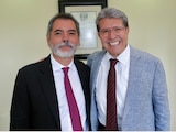 Ricardo Monreal Ávila junto al secretario de Hacienda y Crédito Público, Édgar Amador Zamora