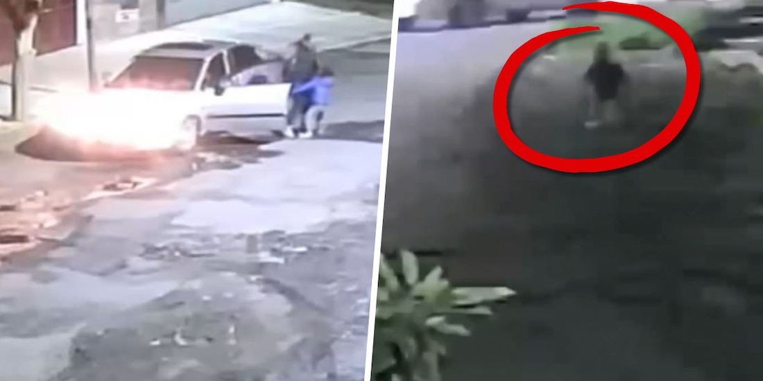 Cámaras de seguridad captaron cómo hombre expulsa a un menor de un vehículo y avanza sin él.