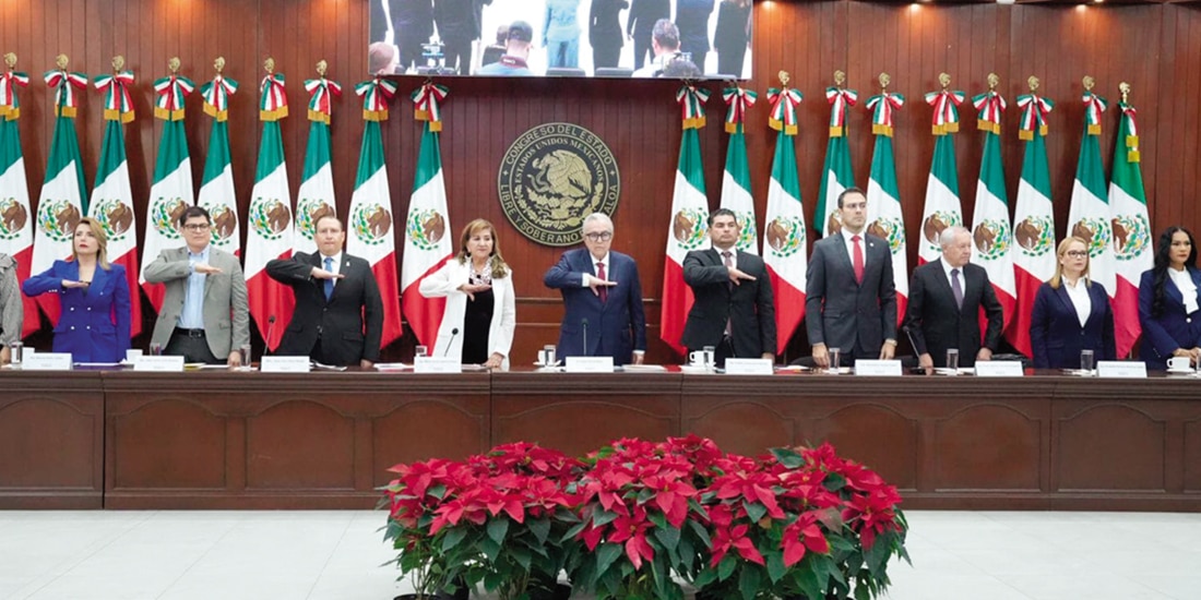 Rubén Rocha, ayer en su Cuarto Informe de Gobierno ante el Congreso estatal.