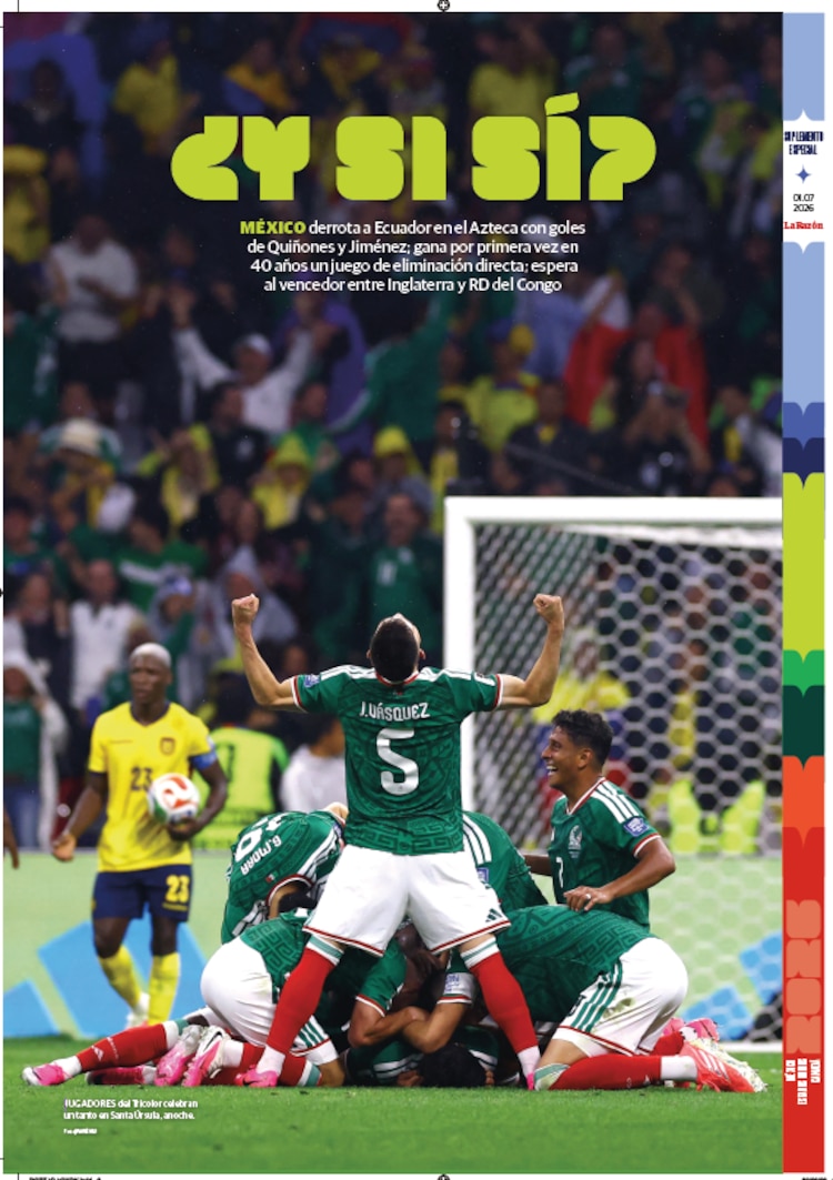 MÉXICO derrota a Ecuador en el Azteca con goles de Quiñones y Jiménez; gana por primera vez en 40 años un juego de eliminación directa; espera al vencedor entre Inglaterra y RD del Congo