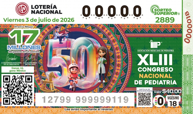 El billete del Sorteo Superior 2889 está dedicado al 50° aniversario de la AMP..