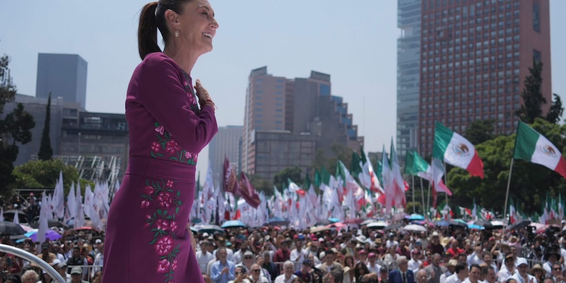 La presidenta Claudia Sheinbaum Pardo durante su mensaje de rendición de cuentas a dos años del triunfo electoral del movimiento de transformación.