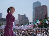 La presidenta Claudia Sheinbaum Pardo durante su mensaje de rendición de cuentas a dos años del triunfo electoral del movimiento de transformación.