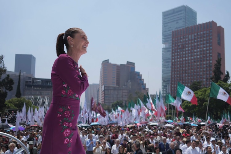 La presidenta Claudia Sheinbaum Pardo durante su mensaje de rendición de cuentas a dos años del triunfo electoral del movimiento de transformación.