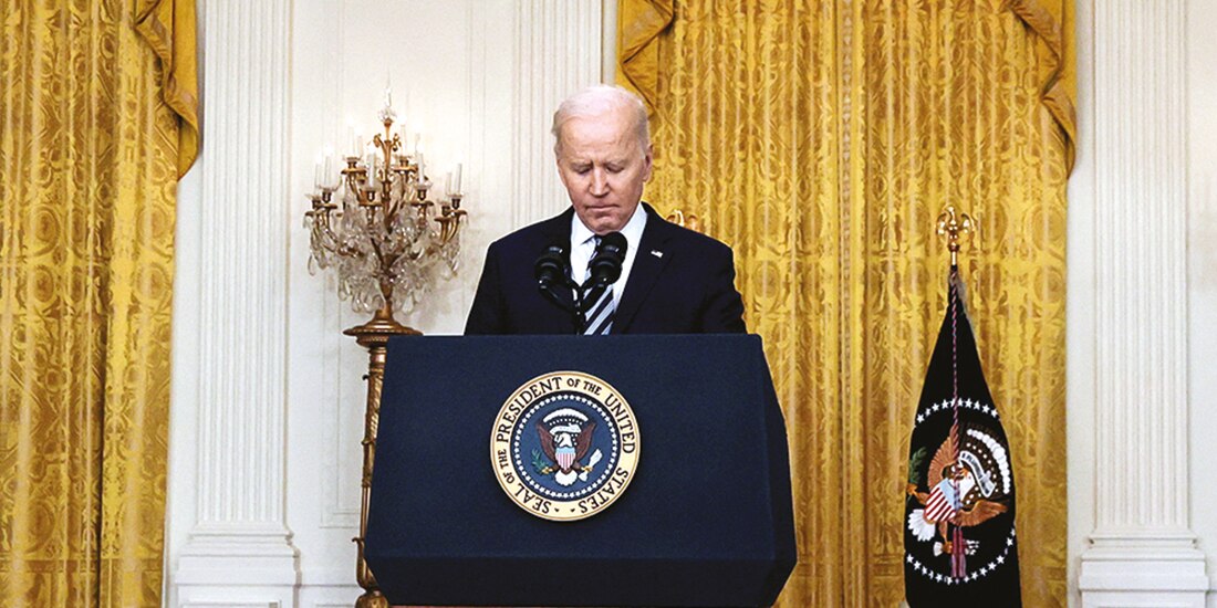 El Presidente de Estados Unidos, Joe Biden, en conferencia matutina condenando los ataques de Rusia a Ucrania