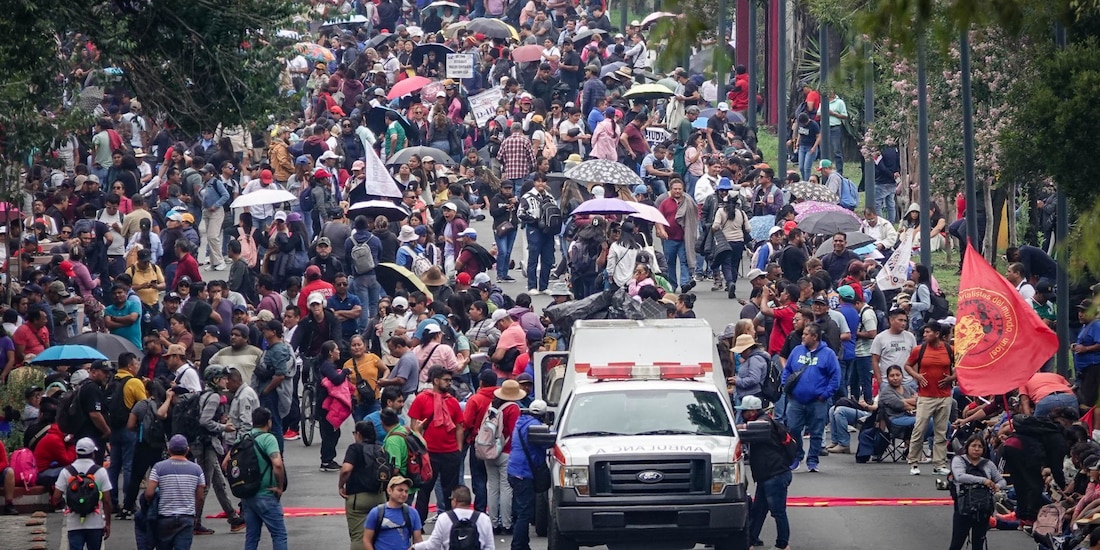 Movilización de la CNTE en Tlalpan, el 9 de junio de 2026.
