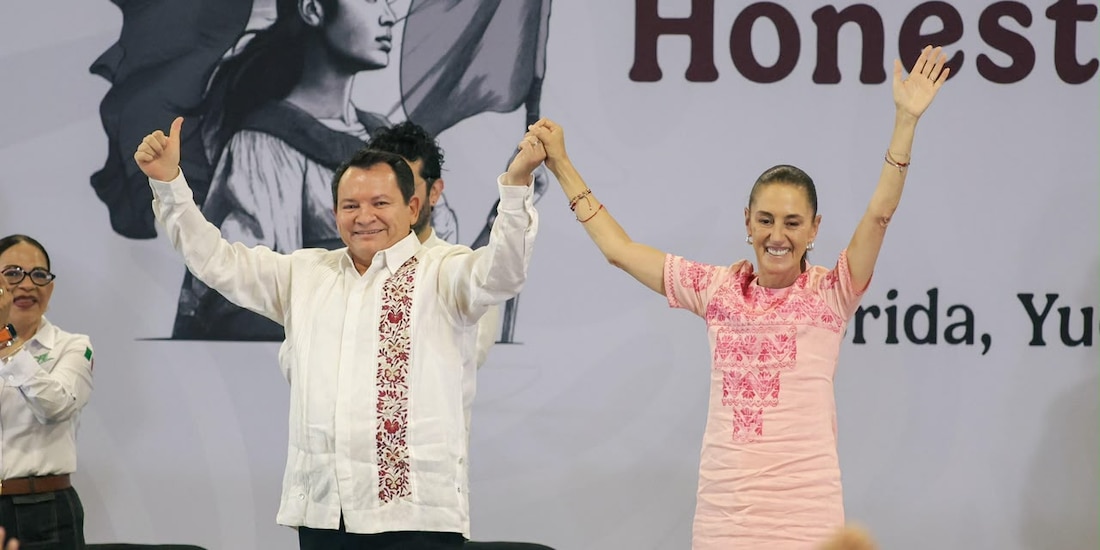 La Presidenta Claudia Sheinbaum Pardo junto al gobernador de Yucatán, Joaquín Díaz Mena, el 12 de septiembre de 2026.