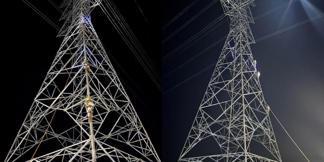 Personal de la Comisión Federal de Electricidad (CFE) documentó los daños causados en las torres de alta tensión en el estado de Campeche.