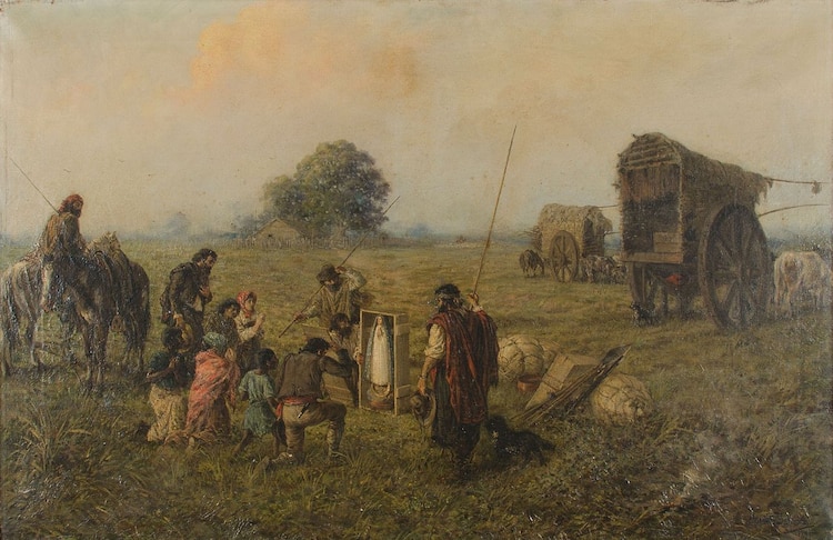 Origen milagroso de Ntra. Sra. de Luján en año 1630, pintura de Augusto Ballerini.