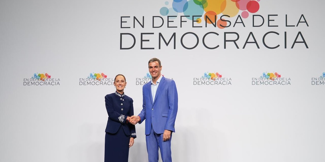 La presidenta Claudia Sheinbaum y el presidente del Gobierno español, Pedro Sánchez.