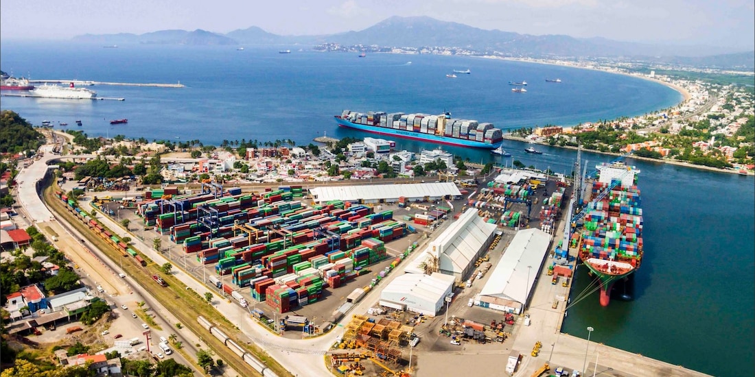 Fotografía aérea del Puerto de Manzanillo.
