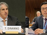 En la imagen, Thomas DiNanno, Subsecretario de Estado de EU, y Shen Jian, embajador de China
ante la ONU