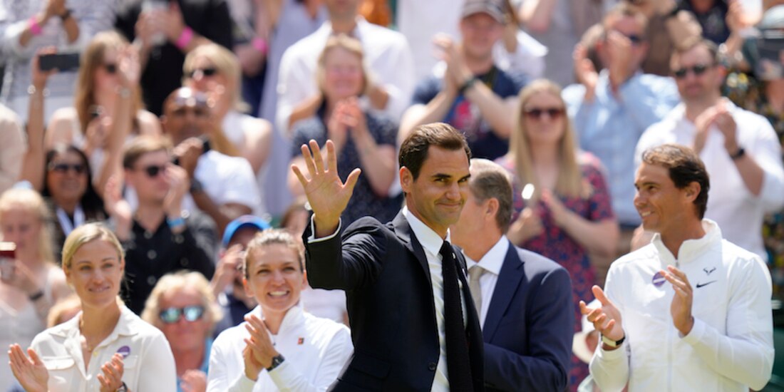 Roger Federer, en su homenaje en Wimbledon.