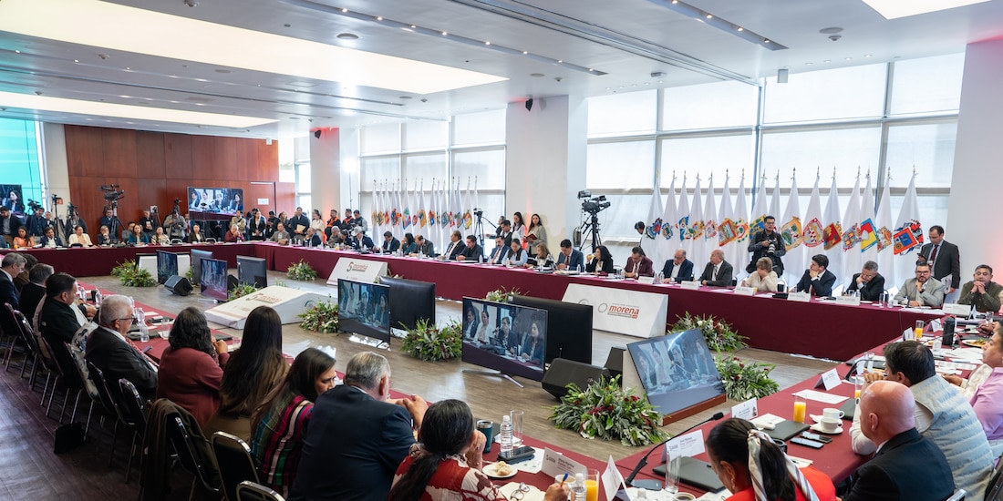 Aspecto de la plenaria de los senadores de Morena.