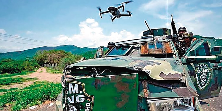 Aspecto de los drones presuntamente propiedad del CJNG, en imagen de archivo.