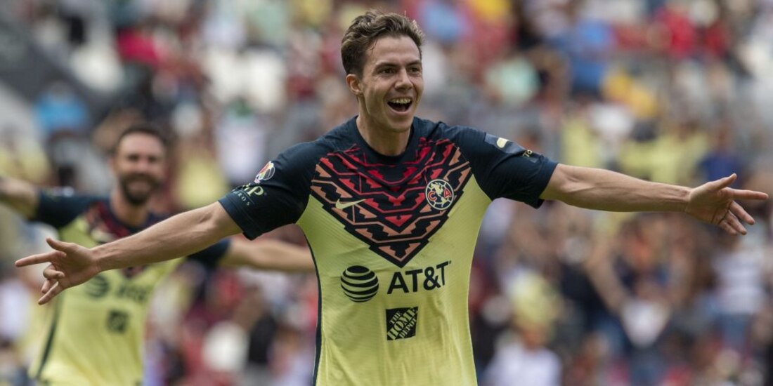 Sebastián Córdova festeja el gol con el que el América venció al Atlas en la Jornada 4 de la Liga MX el pasado 15 de agosto.